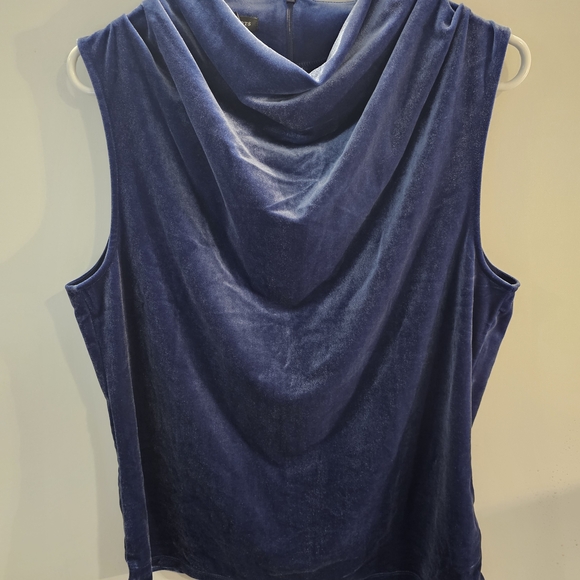 Talbots Royal Blue Sleeveless Velvet Cowl Neck Blouse New With Tag - Picture 1 of 6